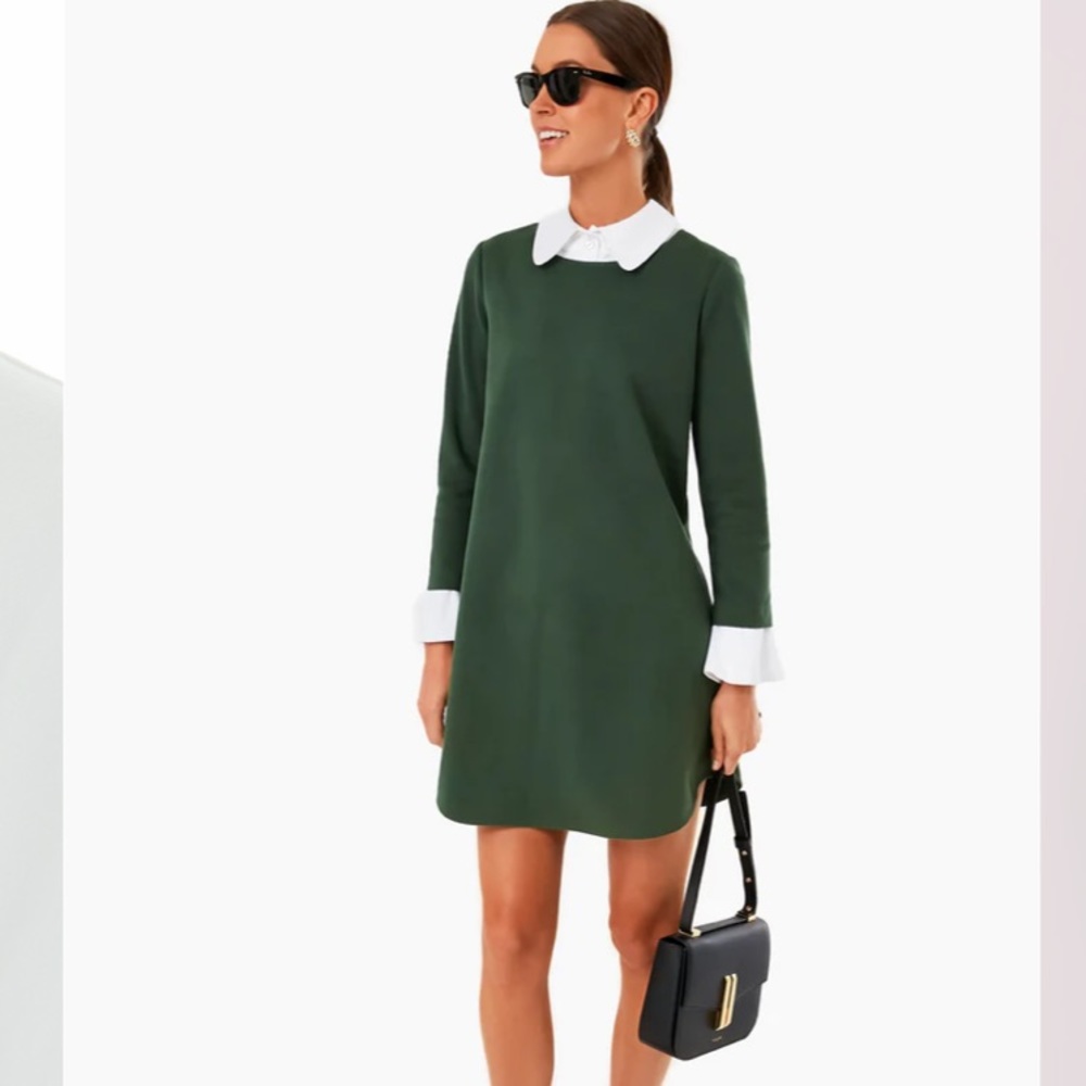 Tuckernuck Dark Green Mini Dress with White Collar & Cuffs